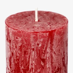 Dark Red Rustic Pillar Candle - 8 cm