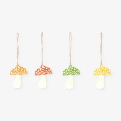 Decorative felt mushrooms for hanging - 4 pcs