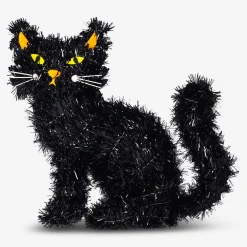 Decorative sitting black cat - 34 cm