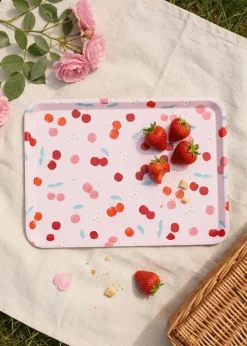 Decorative tray with berry print - 31 cm