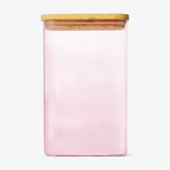 Designer Collection - Pink glass storage container with lid - 1,7 L