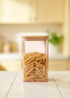 Designer Collection - Pink glass storage container with lid - 1,7 L