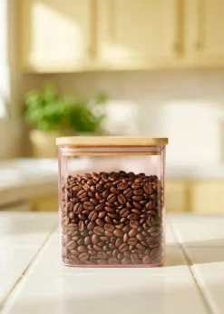 Designer Collection - Pink glass storage container with lid - 1,1 L