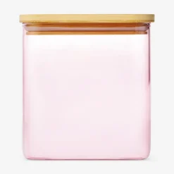 Designer Collection - Pink glass storage container with lid - 1,1 L