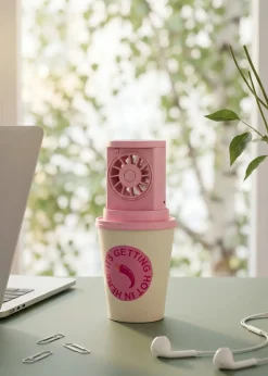 Desktop fan as coffee cup