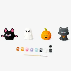 DIY decorative Halloween figures with paint and brush - 4 pcs