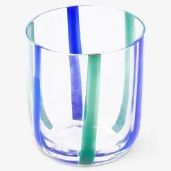 Drinking glass with blue and green stripes - 300 ml
