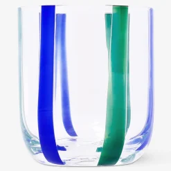 Drinking glass with blue and green stripes - 300 ml