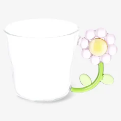 Drinking glass with pink flower handle - 230 ml