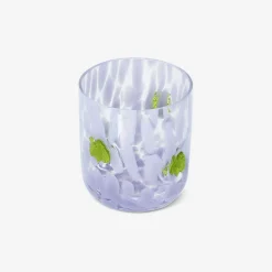 Drinking glass with purple dots and leaves - 320 ml