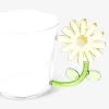 Drinking glass with yellow flower handle - 230 ml