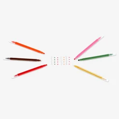 Dual-tip markers with fineliners and stamps - 12 pcs