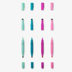 Dual tip markers with stamps - 4 pcs