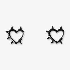 Earrings - Black studded hearts