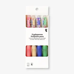 Erasable ballpoint pens with clips and floral design - 4 pcs