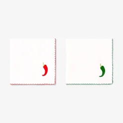 Fabric napkins with embroidered chillies - 2 pcs