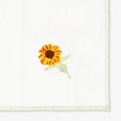 Fabric napkins with embroidered sunflowers - 2 pcs