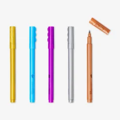 Fine brush markers with metallic effect - 5 pcs