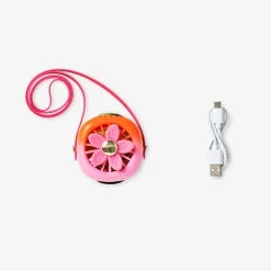 Flower fan with neck strap