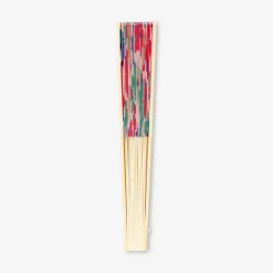 Foldable bamboo fan - Abstract flowers