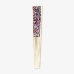 Foldable bamboo fan - Multi coloured flowers