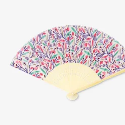 Foldable bamboo fan - Multi coloured flowers