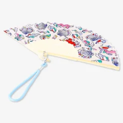 Foldable bamboo fan with strap - Sea theme