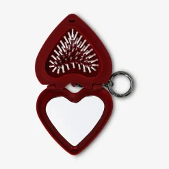 Foldable heart hairbrush with mirror