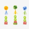 Food picks with paper fans and tassels - 3 pcs