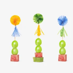 Food picks with paper fans and tassels - 3 pcs
