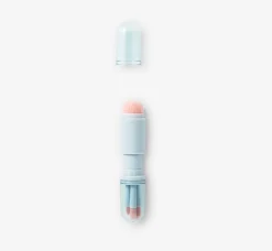 Four-piece multi-coloured travel make-up brushes