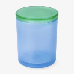 Frosted blue glass decorative jar
