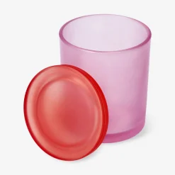 Frosted pink glass decorative jar