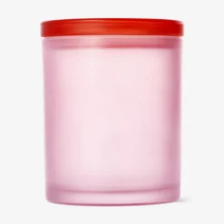 Frosted pink glass decorative jar
