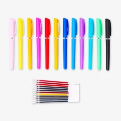 Gel ink pens with refills - 12 pcs