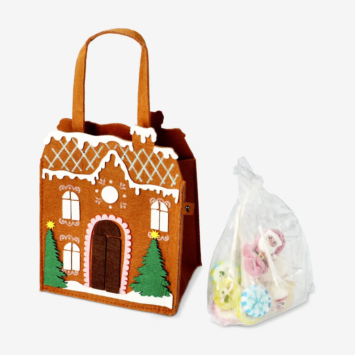 Gingerbread house felt bag with sweets