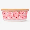 Glass food container with flowers - 20 cm