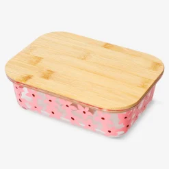 Glass food container with flowers - 20 cm