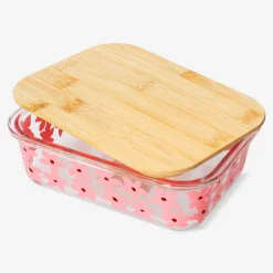 Glass food container with flowers - 20 cm