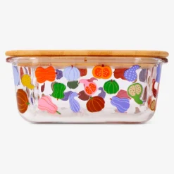 Glass food container with pumpkins - 22 cm