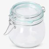 Glass jar with green rim -13 cm