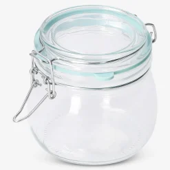 Glass jar with green rim -13 cm
