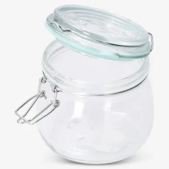 Glass jar with green rim -13 cm