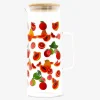Glass jug with bamboo lid and fruit print - 1.15 L