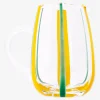 Glass jug with yellow and green stripes - 1.5 L