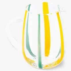 Glass jug with yellow and green stripes - 1.5 L