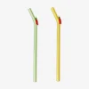 Glass straws with chilli decorations - 2 pcs