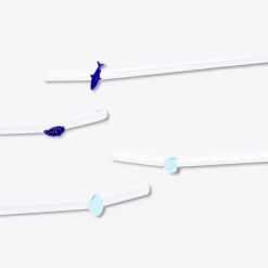 Glass straws with fish and seashell decorations - 4 pcs