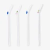 Glass straws with flower and cherry decorations - 4 pcs