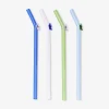 Glass straws with flowers - 4 pcs